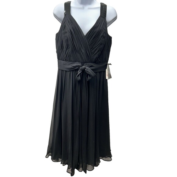 Anne Klein 100% Silk Black Women's Size 10 Sleeveless Dress Sparkle Straps Party - Picture 1 of 16